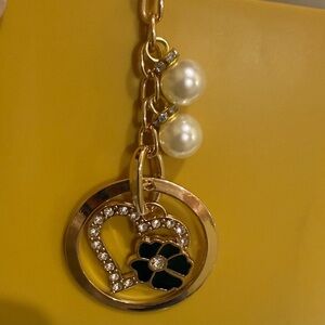 Elegant Gold & Black Floral Bag  Charm NWOT